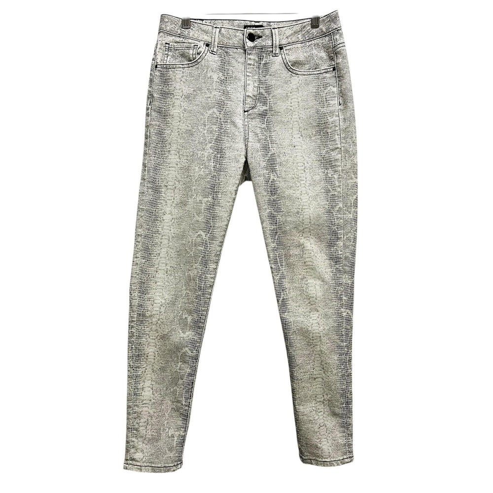 Zara Jeans Womens 8 Gray Snake Animal Print Skinny Slim Stretch‎ Denim Pants